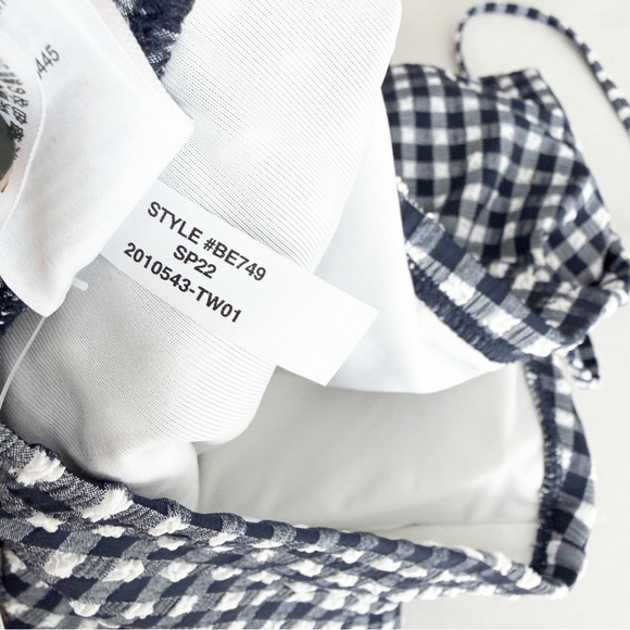 J Crew Ruched bandeau one-piece in gingham Bathing Suit swimsuit NEW size 14 - Picture 7 of 8